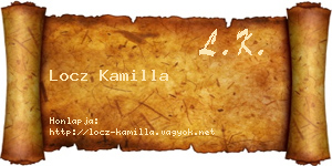 Locz Kamilla névjegykártya